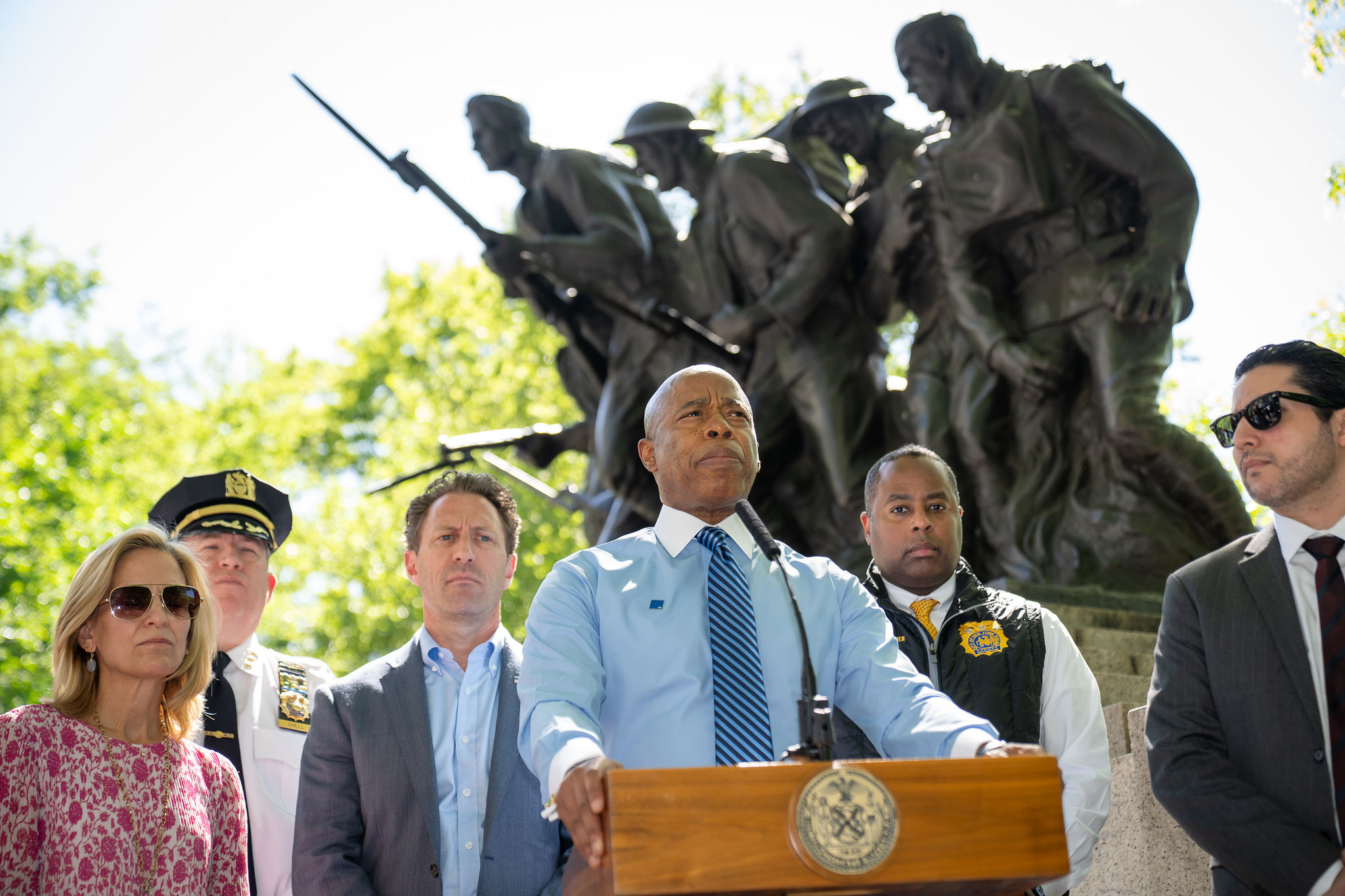 Mayor Adams Donates to Reward Fund Amid War Memorial Vandalism